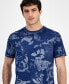 Фото #3 товара Men's Allover Leaf Print Short Sleeve Crewneck T-Shirt