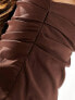 Фото #5 товара Vesper one shoulder ruched top co-ord in chocolate
