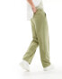 ASOS DESIGN smart wide leg trousers in sage green