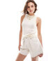 Фото #1 товара Mango sleeveless cropped knitted top in white