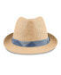 ფოტო #2 პროდუქტის Men's Straw Fedora Hat with Denim Patchwork Band