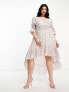 Collective the Label Curve exclusive high low ruffle maxi dress in ivory rose