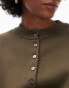 Topshop knitted compact fitted waist cardigan in khaki