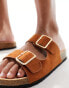 Glamorous double strap footbed sandals in tan