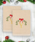 Christmas Mistletoe Monogram White Embroidered Luxury Turkish Cotton Hand Towels, 2 Piece Set