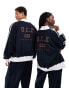 Фото #1 товара COLLUSION Unisex track jacket co-ord in navy and brown