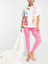 Фото #1 товара ASOS DESIGN Barbie x Hello Kitty oversized tee & legging pyjama set in pink