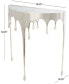 Aluminum Drip Console Table with Melting Designed Legs and Shaded Glass Top, 36" x 14" x 32"