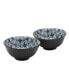 6" Blue Pattern Embossed Stoneware Ramen Noodle Bowls, Set of 2 - фото #1