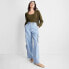 Фото #2 товара Women's High-Rise Wide Leg Denim Cargo Pants - Universal Thread Light Wash 16