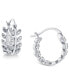 ფოტო #1 პროდუქტის Cubic Zirconia Leaf-Inspired Small Hoop Earrings, 0.5" Created for Macy's