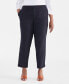 Фото #3 товара Plus Size Mid-Rise Linen Blend Everyday Ankle Pants, Created for Macy's