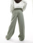 Kaiia drawstring contrast waist wide leg trousers in sage