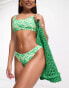 Фото #8 товара Monki bikini brief in green swirl print