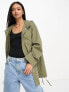 ASOS DESIGN lightweight washed parka in khaki