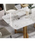 Фото #6 товара 63" Modern Artificial Stone Pandora White Curved Golden Metal Leg Dining Table -6 People