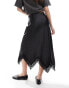 Фото #3 товара Miss Selfridge satin maxi skirt with trim in black