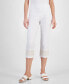 Фото #2 товара Women's Embroidered-Hem Capri Pants, Created for Macy's