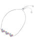 ფოტო #1 პროდუქტის Rainbow Cubic Zirconia Pavé Triple Heart Bolo Bracelet in Sterling Silver (Also in 14k Gold Over Silver)