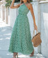 Women's Green Ditsy High Neck Sleeveless Maxi Beach Dress