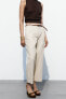 Linen blend straight trousers with braided belt