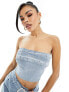 Simmi bandeau buckle detail denim top co-ord in blue