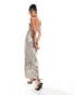 Фото #6 товара Miss Selfridge metallic maxi slip dress in silver