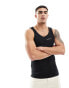 Good For Nothing ribbed branded vest in black