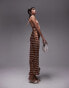 Topshop polka dot halter neck maxi dress in brown