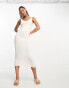 Pieces v neck knitted maxi dress in white Белый, XXL - EU 44 - фото #2