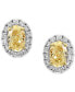 ფოტო #3 პროდუქტის EFFY® Yellow & White Diamond Oval Halo Stud Earrings (7/8 ct. t.w.) in 18k Two-Tone Gold