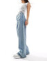 Monki Paz mid waist loose wide leg jeans in mid blue