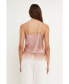 Фото #3 товара Women's Satin Cowl Neck Top with Feather