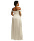 Plus Size Off-the-Shoulder Flounce Sleeve Empire Waist Gown with Front Slit