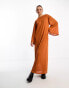 NA-KD sheer wide sleeve maxi dress in rust