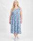 ფოტო #1 პროდუქტის Plus Size Smocked-Bodice Floral-Print Dress