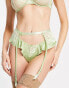 Фото #8 товара ASOS DESIGN Jemma lace and satin ruched suspender belt with in sage