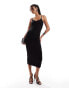 Фото #1 товара ASOS DESIGN notched neckline midi dress with cross straps in black