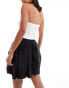 Фото #4 товара Monki poplin mini skirt with drawstring ruched details in black