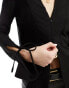 Y.A.S lace v-neck shirt with tie sleeve detail in black