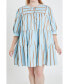 ფოტო #1 პროდუქტის Women's Plus size Striped Blouson Mini Dress