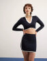 Фото #6 товара ASOS DESIGN co-ord curved underbust top with contrast collar and tipping in black