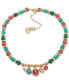 Фото #1 товара Gold-Tone Mixed Stone & Thread-Wrapped Beaded Sea-Motif Charm Necklace, 16" + 3" extender