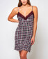 Фото #1 товара Women's Cozy Modal Plaid Trimmed in Elegant Lace 1 Pc Nightgown