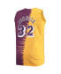 Фото #4 товара Men's Magic Johnson Purple and Gold Los Angeles Lakers Profile Tie-Dye Player Tank Top