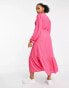 New Look wrap midi dress in pink check