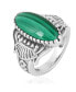 ფოტო #1 პროდუქტის Southwestern Green Leaf Ring-Crafted from Sterling Silver and Adorned with a Malachite Gemstone, Size 5-7