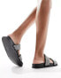 schuh Tessie embellished slides in black