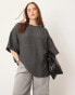 Фото #3 товара ASOS EDITION Curve textured boxy woven t-shirt in charcoal