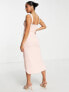 Фото #5 товара ASOS DESIGN Petite cami drape corset midi dress in pale pink